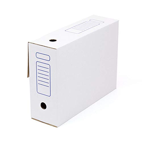 ONLY BOXES, Pack 20 Cajas de Archivo, Montaje Automático, 36x11.1x27.1 cm, Tamaño Folio, Lomo de 103 mm, 20 Unidades, Color Blanco