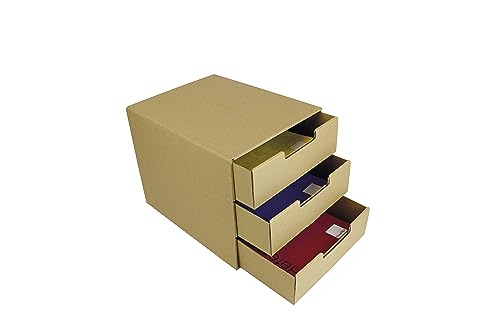 TimeTEX - Caja de cartón para cajones | Caja de cajones ecológica y resistente para organizar tu espacio de trabajo. Natural, resistente. Contenido: caja de 3 cajones