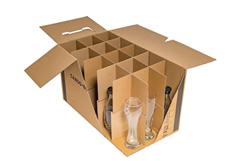 karton-billiger - 5 cajas de cartón para vasos, tazas y botellas - 15-30 compartimentos