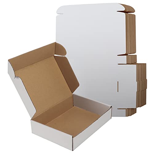 RLAVBL 22,9x15,3x5,1cm Cajas de Carton, 25 Pack Blanco, Cajas Pequeñas de Cartón Ondulado Kraftlo