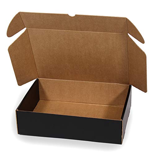 Only Boxes, Caja De Cartón Negra para Envío Postal, Caja Automontable ideal para Regalo, Caja de Cartón Resistente, Talla L, 30x22x8 cm, 20 Unidades