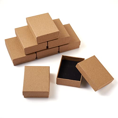 FASHEWELRY 12 cajas de regalo pequeñas de 9 x 7 cm, cajas de cartón marrón para joyas, pulseras, estuche de regalo