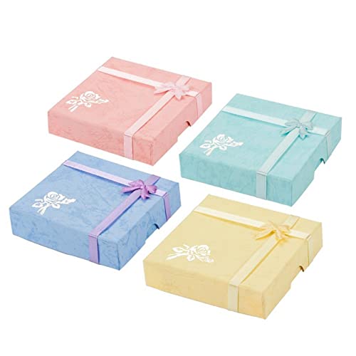 MABEK Juego de pulseras de joyería para regalo, cajas de cartón con flor, esponja y tela en el interior, cuadrado, colores mixtos