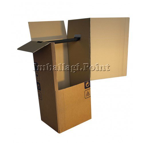 1 unidad - Cajas armario para mudanza, para transportar la ropa, de doble onda de 50 x 50 x 120 cm