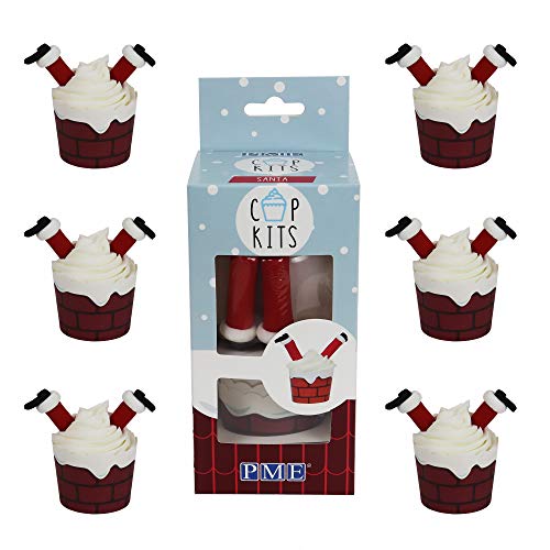 PME CUP03 Kit de decoración de Cupcakes de Papá Noel con Divertidos Adornos comestibles, Cartón