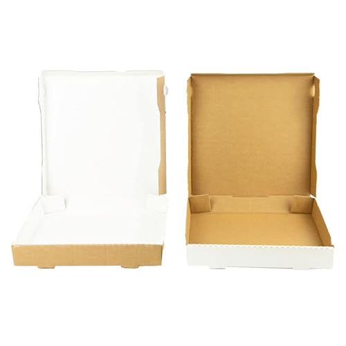 Caja Pizza/Empanada de cartón Reversible Blanca y Kraft - 330x330x40mm
