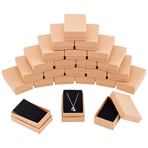 NBEADS 24 Piezas Caja de Joyas, Cajas de Cartón Kraft Caja para Exhibición y Empaque de Regalo de Anillo de Collar de Bricolaje, 8x5x3cm