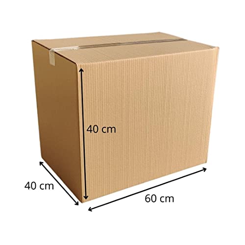 Cajas de Cartón para Mudanzas Almacenaje Transporte con Asas Reforzado (60 x 40 x 40 cm, 10 Unidades)