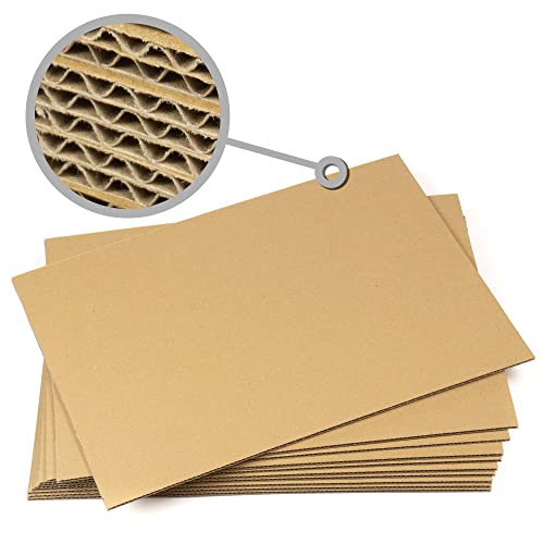 10 planchas de Cartón Corrugado A3 (420 x 297 mm), Laminas de cartón ondulado rígido 4 mm marrón kraft, para manualidades, refuerzo de sobres, cajitas, maquetas