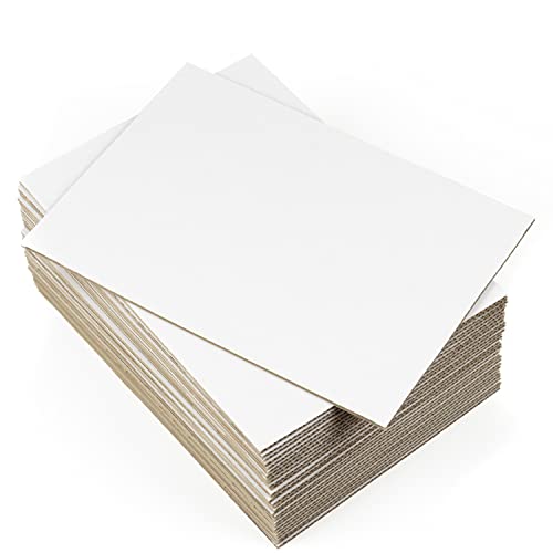 20 planchas Cartón Corrugado blanco DIN A4 (210 x 297 mm), Laminas de cartón ondulado rígido 4 mm, para manualidades, refuerzo de sobres, cajas, maquetas
