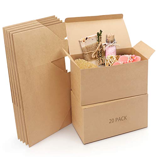 Belle Vous Cajas de Cartón Kraft Marrones (Pack de 20) Medidas de las Cajas 23 x 11,5 x 11,5 cm - Caja Kraft Fácil Ensamblado para Presentación - Cajitas para Regalos, Fiestas, Cumpleaños, Bodas