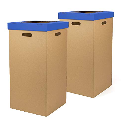 ONLY BOXES Pack de 2 unidades Papelera de Cartón, Papelera con tapa, Color azul, Dimensiones 37 x 36 x 70 cm,