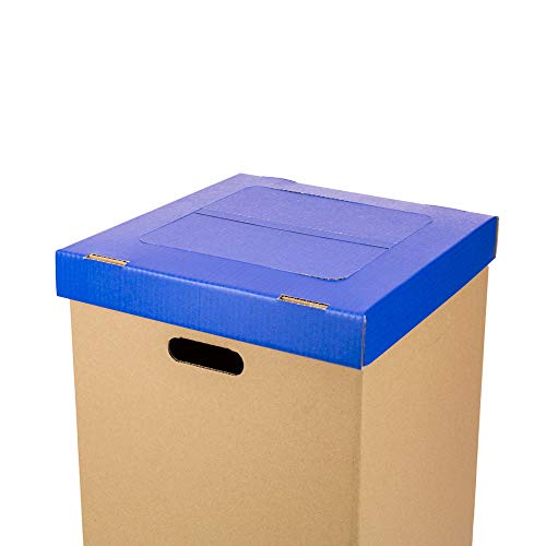 ONLY BOXES Pack de 2 unidades Papelera de Cartón, Papelera con tapa, Color azul, Dimensiones 37 x 36 x 70 cm,