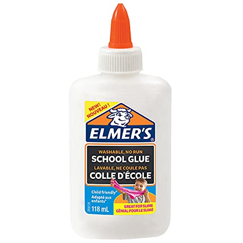 Elmer's Pegamento líquido uso escolar Elmer's, blanco, lavable, 118 ml; adecuado para hacer slime