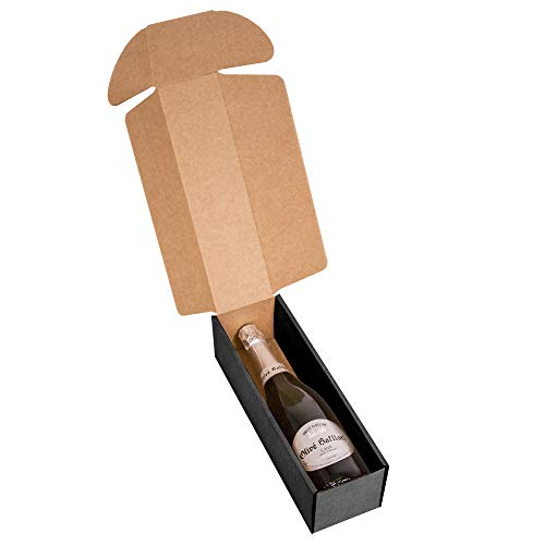 Only Boxes, Pack 4 Estuches para Regalo de 1 Botella, Caja de cartón para Cava o Champagne de Color Negro, Caja cartón regalo