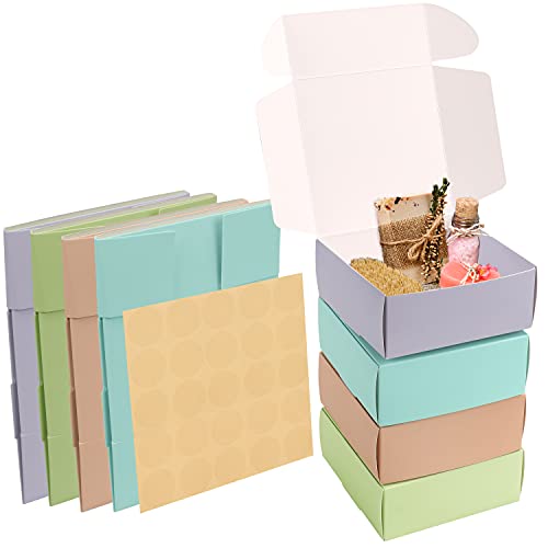 Kurtzy Pack de 20 Set Cajas de Cartón para Regalos Colores Variados – 12 x 12 x 5 cm - Cajas Cartón Cuadradas - Fácil Ensamblado con Tapa - Cajas de Fiesta, Cumpleaños, Bodas, Presentación