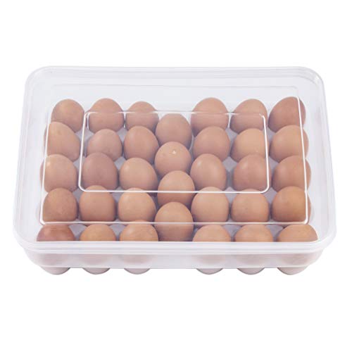 Caja Envase para Huevos Plástico Grande Cartón de Huevos para la Nevera Caja con Tapa Huevera Capacidad para 34 Huevos
