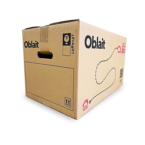 Oblait Box Pack 20 Cajas de Cartón 50 x 30 x 30 cm con Asas para Mudanza y Almacenaje. Fabricadas en España con cartón doble reforzado. Muy resistentes.