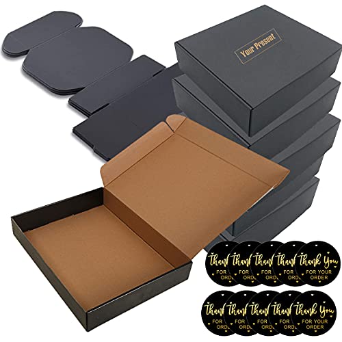 Caja Carton Craft Negras (Pack de 10) - Medidas 15 x 15 x 5 cm -Cajas Automontables para Regalo, Cajitas de Carton Reciclable para Boda Embalaje de Dulces Embalaje Fiesta de Navidad Cajas de Regalo