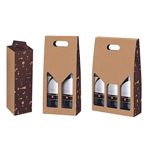 MAQA 1 pc Caja portabotellas de cartón, bolsas portabotellas caja de regalo para 1-2-3 botellas gráficas de vino 1 Bottiglia