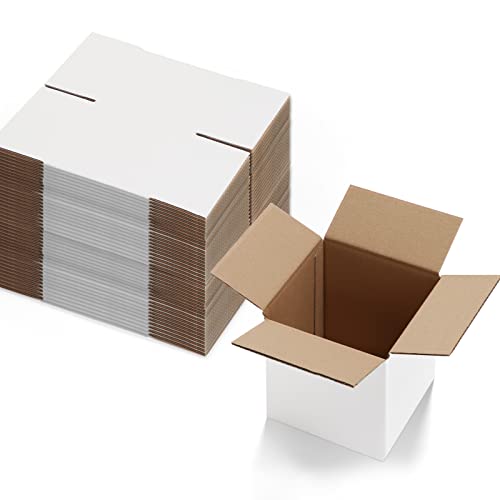 EYMPEU 15.3X15.3X15.3cm Cajas Carton Envios Kraft Automontables para Ecommerce y postal, Pequeña Blanco