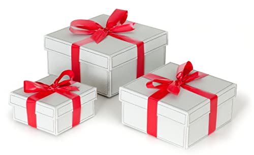 KANGURU Juego de 3 cajas de regalo de tamaño grande, con tapa, papel de seda y cinta, cajas de cartón, 3 tamaños diferentes, ideales para envolver un regalo y hacer un paquete, reutilizables