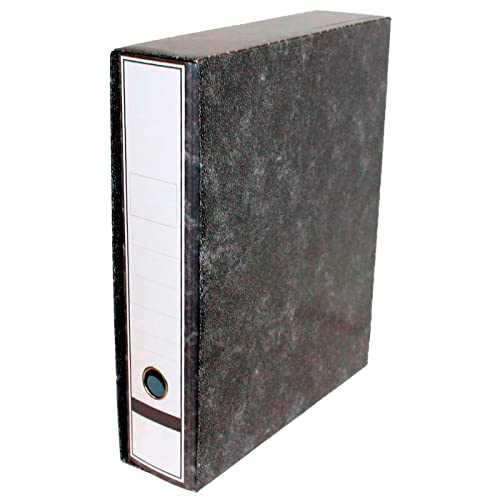 Pack de 5 Archivadores A-Z con caja, fabricado en cartón, guardar, archivar u ordenar los documentos (Negro, 35 x 8 x 29 cm).