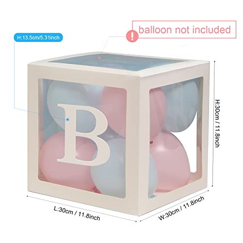 Cajas de decoración de la ducha para niños y niñas, 4 unidades blancas transparentes globos cajas de bebé letras decorativas