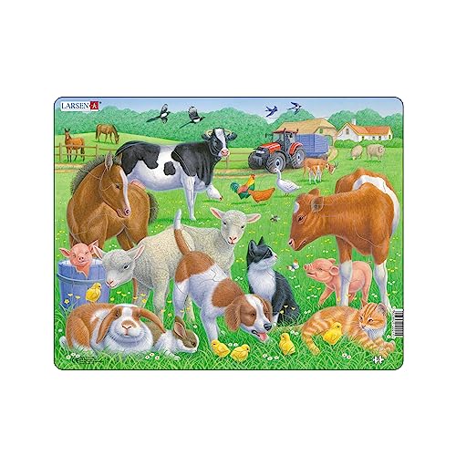 Larsen FH35 Mascotas y Animales de Granja, Puzzle de Marco con 15 Piezas