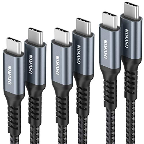 NIMASO Cable USB C a USB C(3 Pack:0.3m+1m+2m),Cable Tipo C Carga Rápida 60W 20V/3A Nylon Duradero Trenzado Compatible con Galaxy S21 Ultra/S20/S10,Google Pixel 3a XL,iPad Pro 2021/2020/2018,Macbook