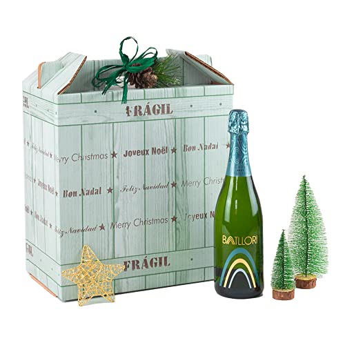 ONLY BOXES Pack de 10 cajas de cartón para lote y cestas de Navidad, Lote con impresión navideña para regalo de panera, botellas, envío lote, Capacidad para 6 botellas