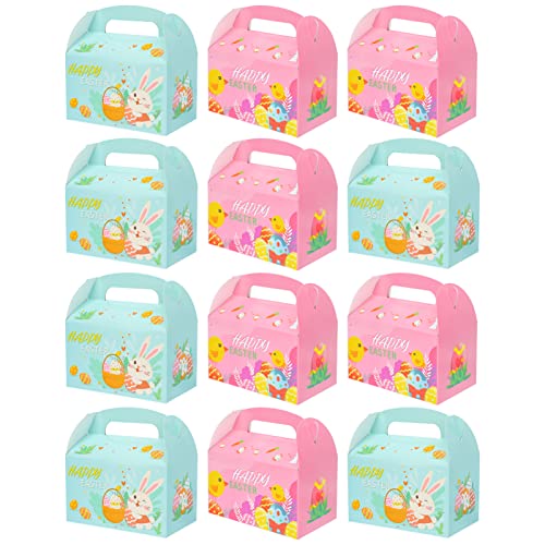 TOPBATHY 12 cajas de cartón para galletas de Pascua con diseño de conejos de Pascua