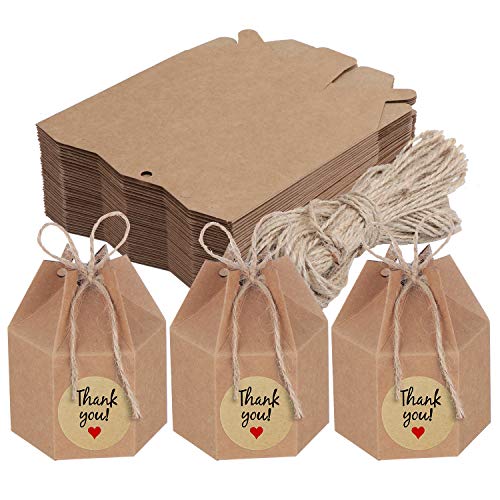 TsunNee 50 cajas de dulces de papel para manualidades, cajas hexagonales para recuerdos de boda, caja de regalo para fiestas, cajas de papel creativas