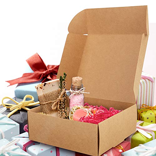 Kurtzy Pack de 50 Caja Carton Craft Marrón - Medidas 12 x 12 x 5 cm - Cajas Automontables para Regalo - Caja Kraft para Fiestas, Cumpleaños, Bodas, Fiestas - Cajitas de Carton Reciclable